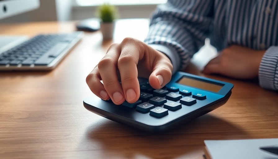 Calculating Form 2210 instructions with a blue calculator.