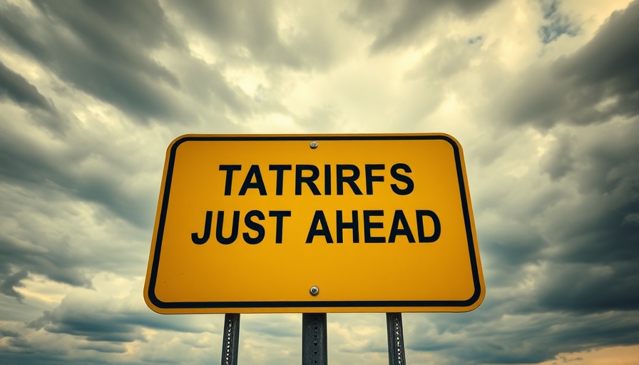 Cautionary sign indicating industries affected by tariffs ahead.
