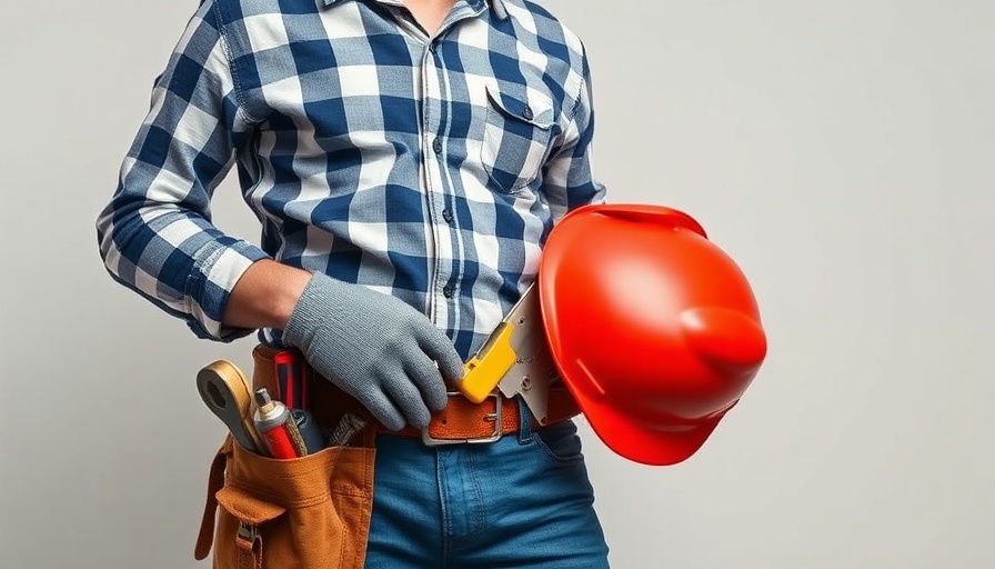 Skilled handyman adjusting tool belt, ready for work.
