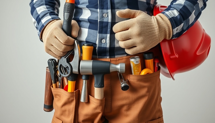 Handyman with tool belt preparing for work; how to hire a handyman.