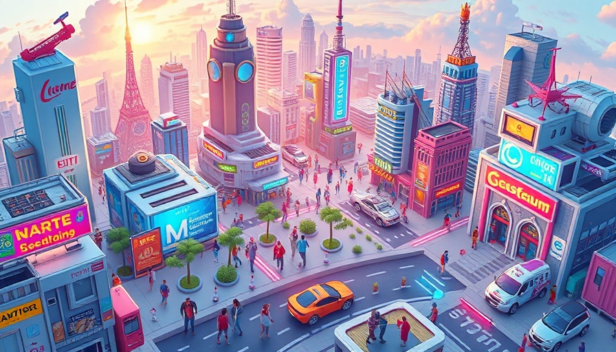 Colorful illustration of a vibrant city filled with tech startups related to Daphni's $215M fund.