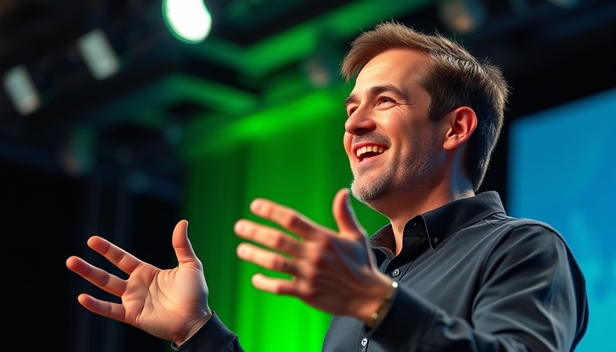 Samsung Electronics Leadership Changes keynote with smiling man on stage