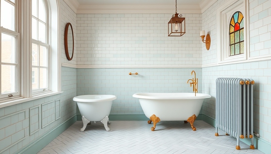 Chic vintage bathroom with pastel tiles and a clawfoot tub, colorful bathroom design ideas.