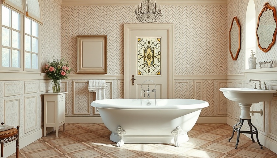 Chic vintage bathroom with color accents and elegant decor.