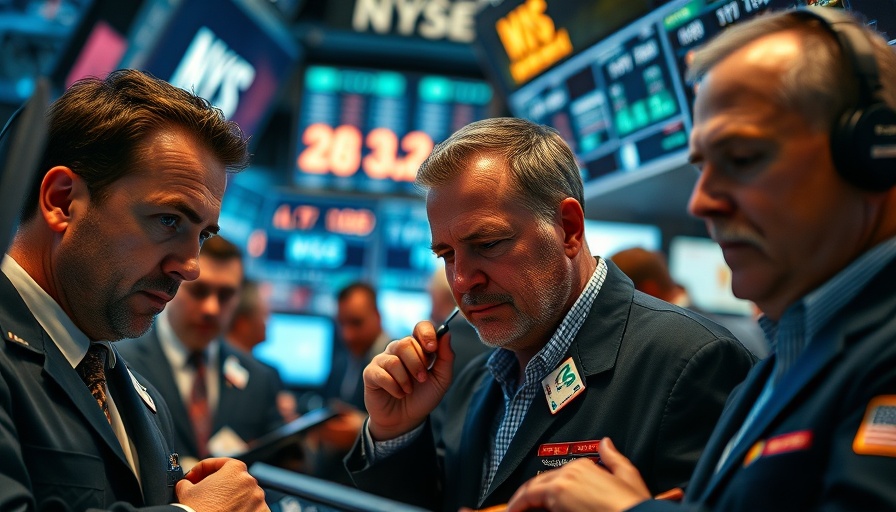Traders analyzing data on a busy stock trading floor.