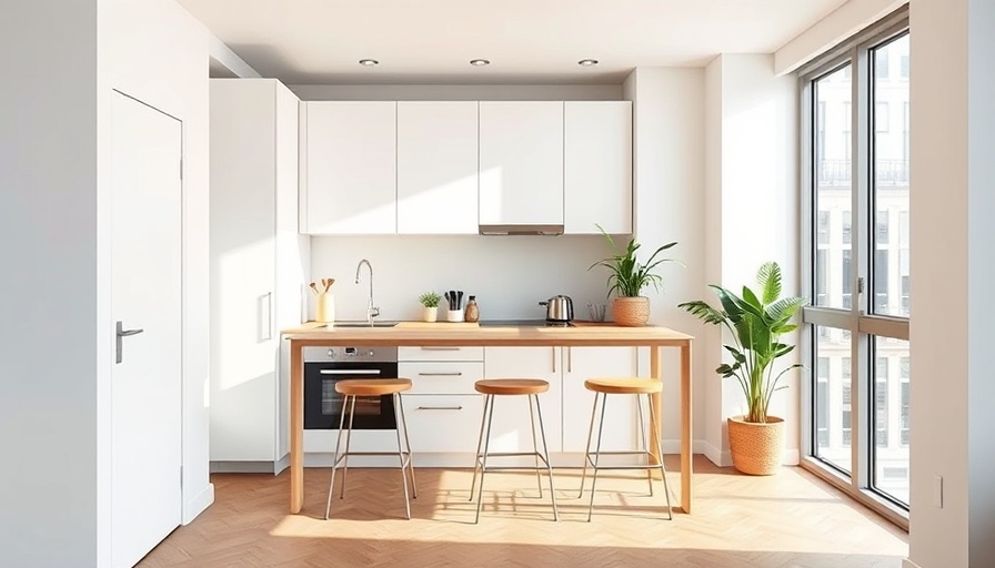 What is a Kitchenette: modern compact design with white cabinets and wood accents.