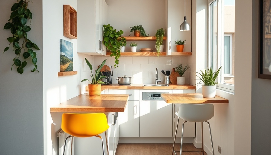Cozy kitchenette in apartments with modern decor and natural light.