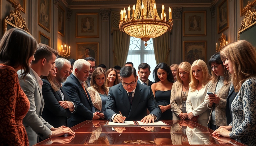 Cutting sign-up days and navigator funds ACA signing ceremony with diverse group.