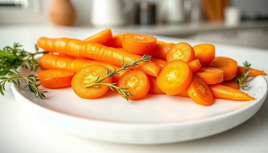 Healthy recipes featuring vibrant glazed carrots on a white plate.