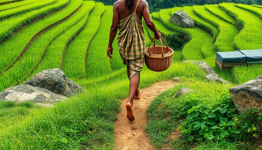 Indigenous role in conservation: Person with baskets in terraced fields