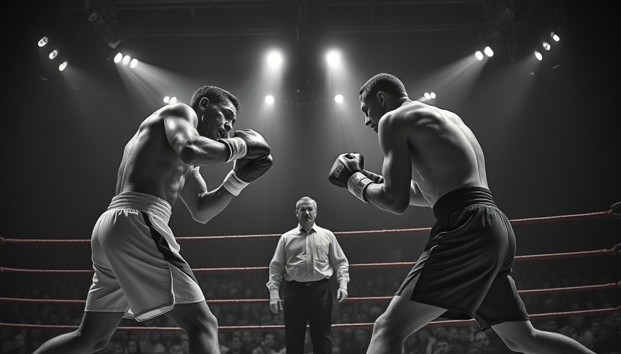 Historic boxing match showcasing intense action in the ring.