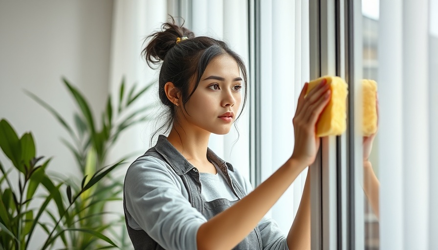 Spring cleaning tips: Woman cleaning window in bright room