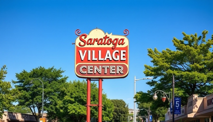 Vintage Saratoga Village Center sign during First Thursday Nights Saratoga.