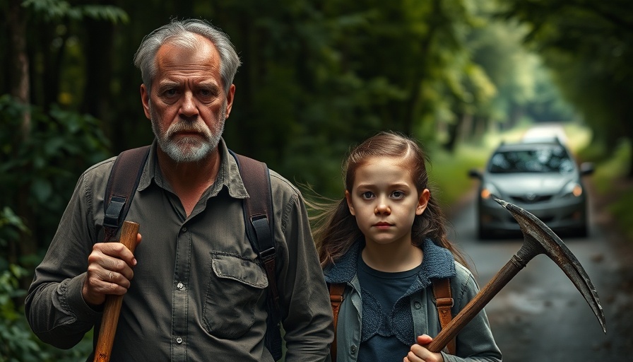 Death of a Unicorn movie review scene with man and girl on forest road