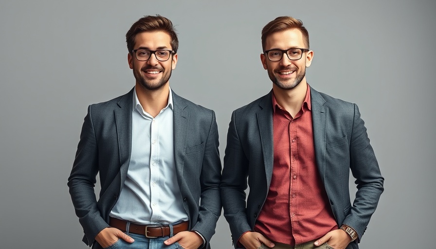 Confident men in casual business attire, showcasing startup success.