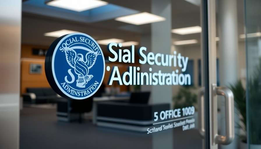 Social Security Administration entrance showing office hours, U.S. service cuts.