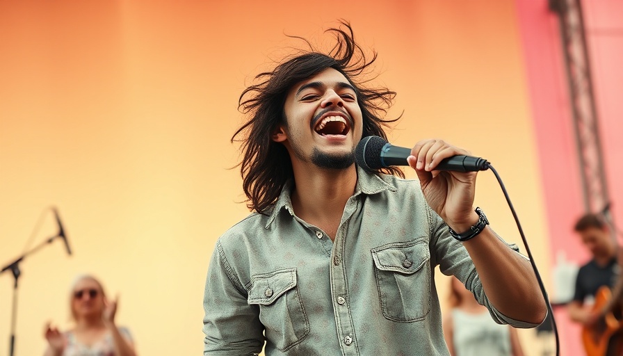 Performing artist singing energetically at Outside Lands Festival, San Francisco.