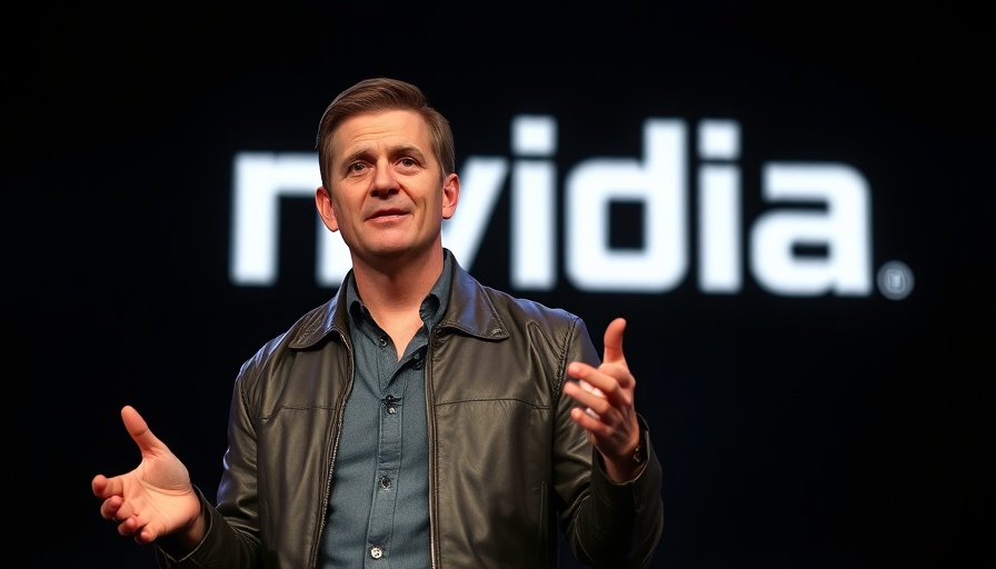 Nvidia executive discussing AI acquisition with logo backdrop