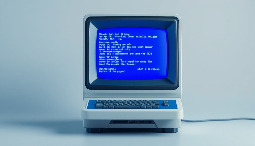 Retro-futuristic Lumon Terminal Pro displaying marketing message.