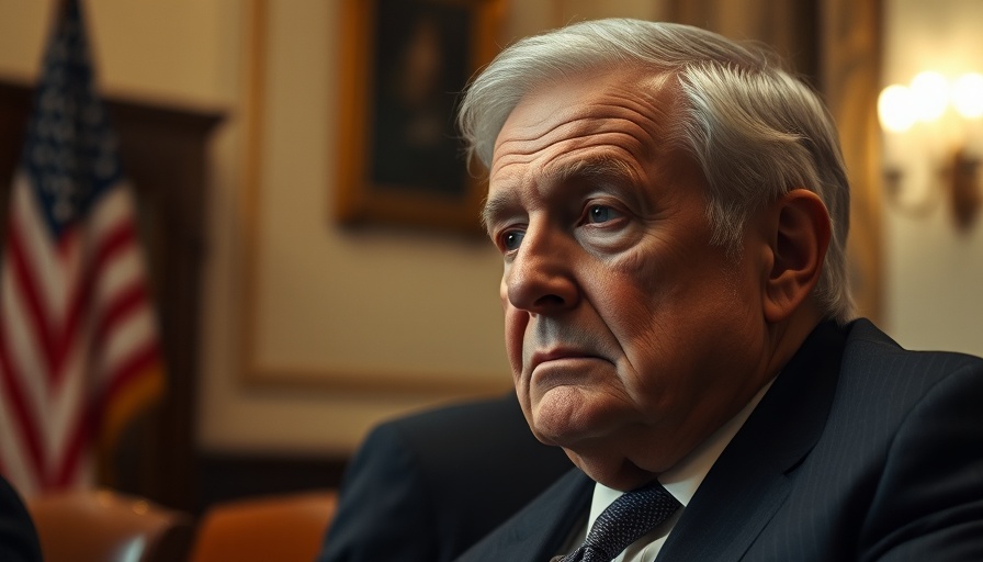 Pensive older man in formal setting considering policies.