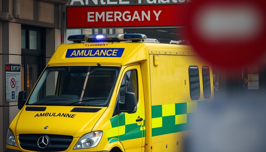 NHS ambulance at hospital, highlighting ransomware attack fine.