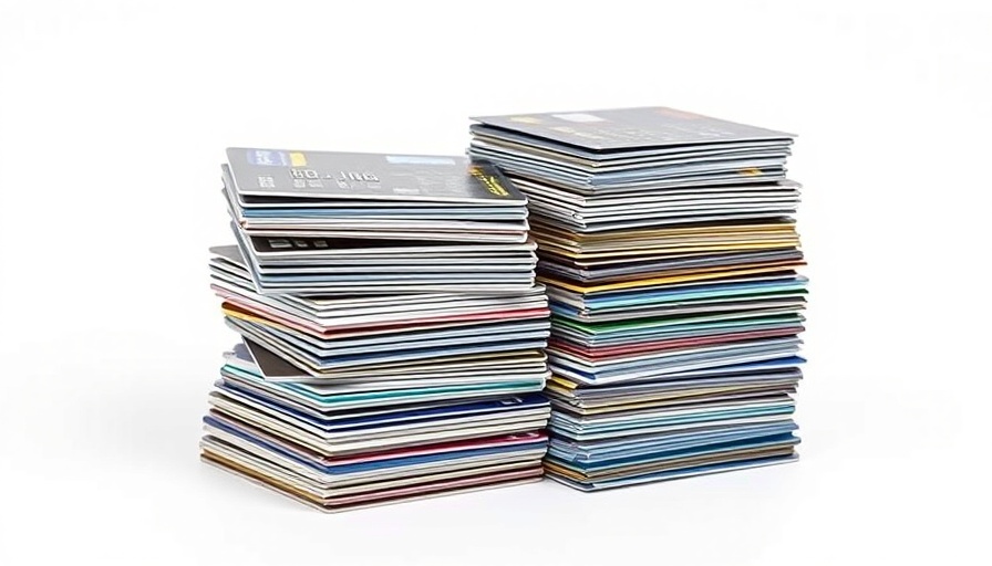 Credit cards neatly organized for debt consolidation concept.