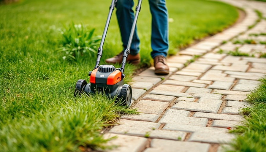 Lawn edging tips: person using edger on grass border.