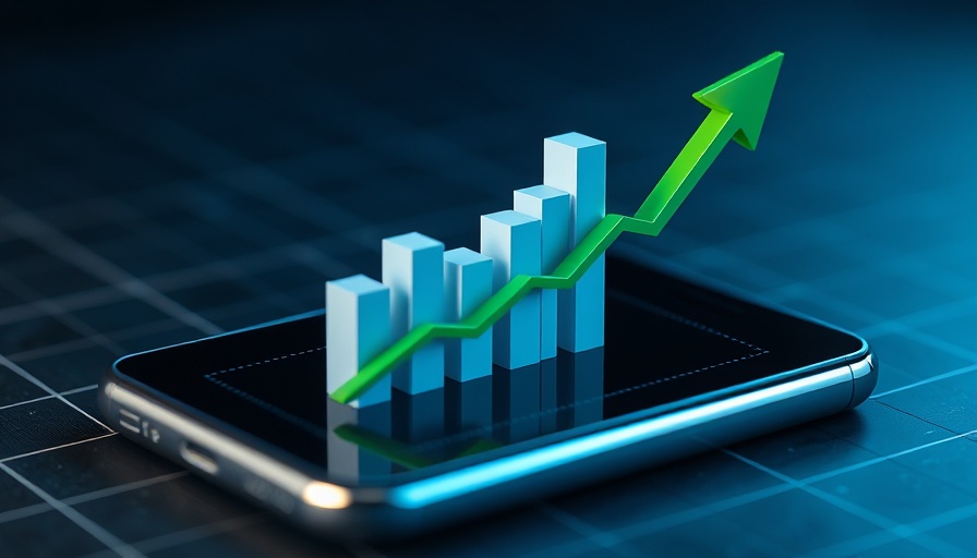 3D graph with smartphone depicting insider trading news.