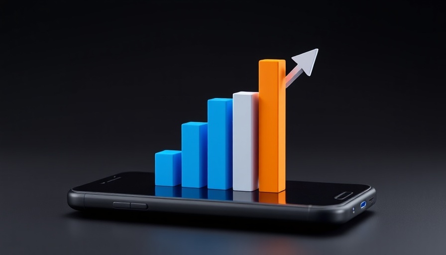 3D graph and smartphone illustration showing financial trends, Tokyo CPI inflation trends.