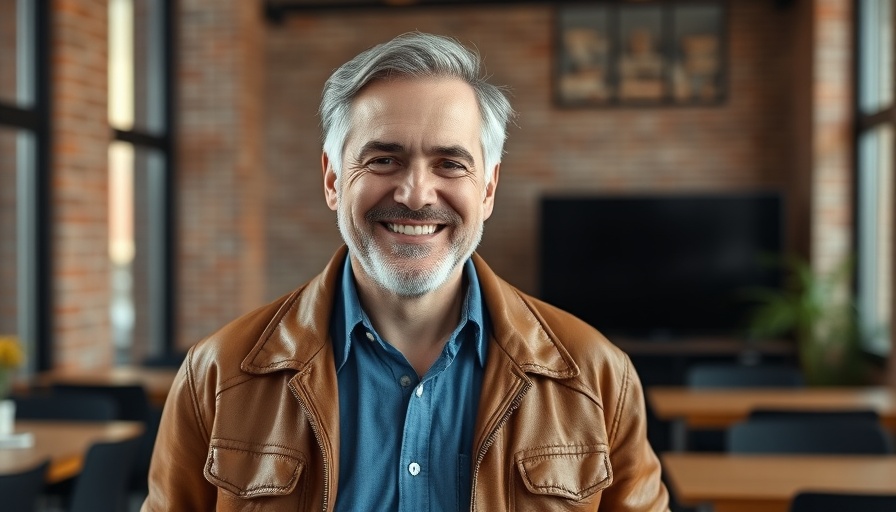 Business startup funding: confident man in office with brick wall.