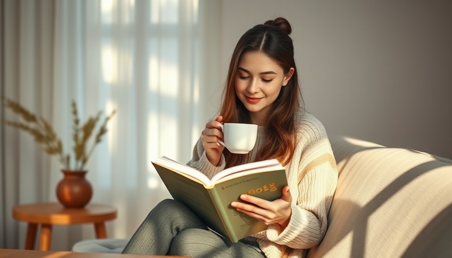 Woman enjoying a quiet book and tea, ideal for rainy day activities at home.