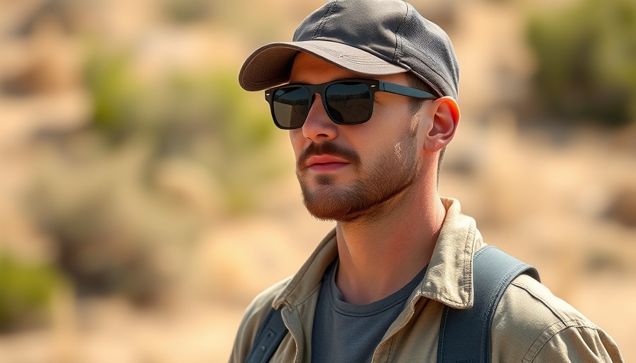 Man outdoors with sunglasses and cap in natural setting