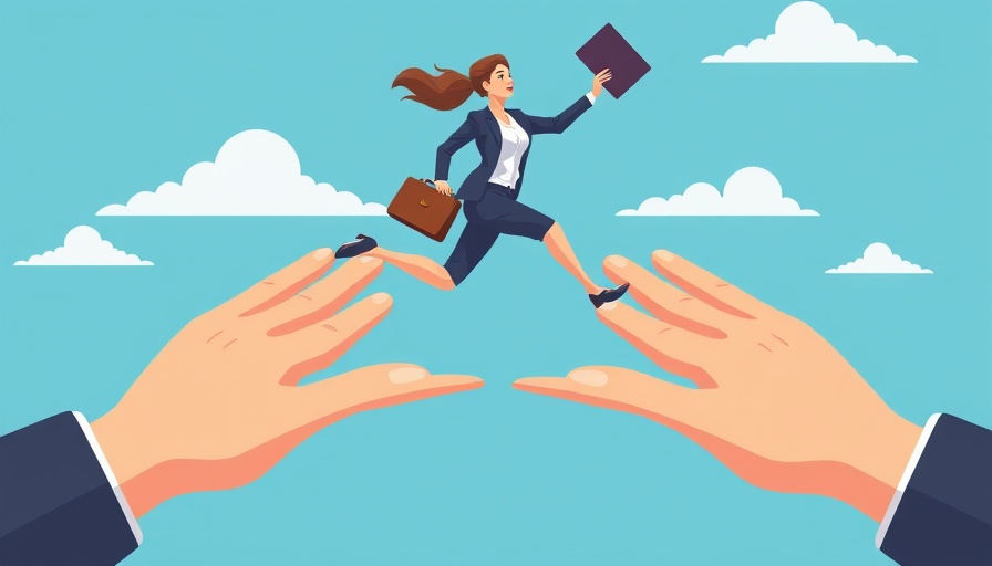 Businesswoman leaping across hands, Executive Coaching Value concept.