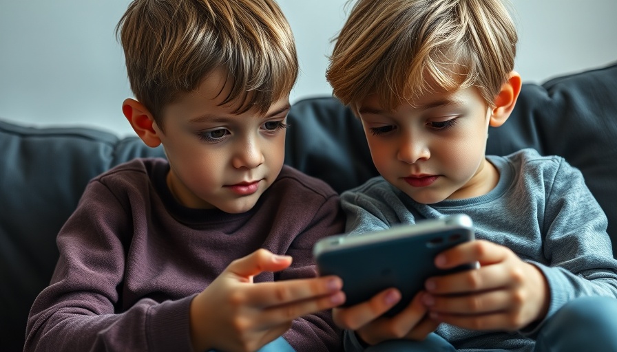 Young children engaged with a smartphone on a sofa, children detox from technology.