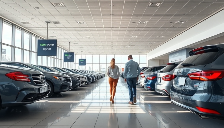 Car dealership lot illustrating auto tariffs impact on car prices.