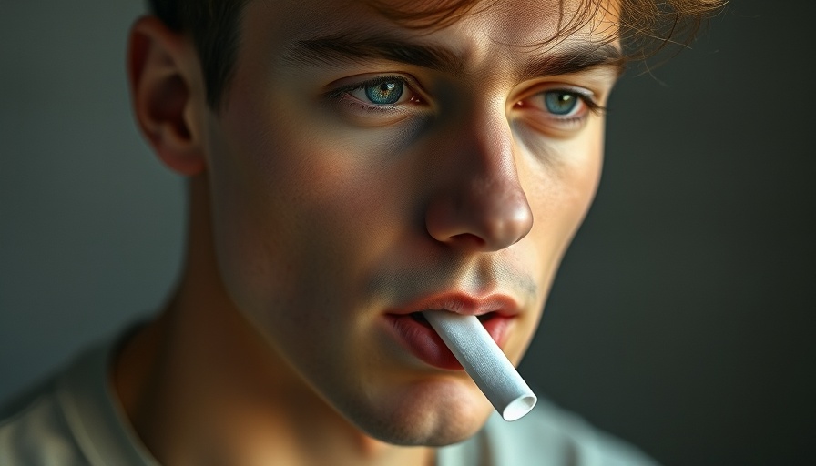 Man chewing gum thoughtfully, examining microplastic concerns.