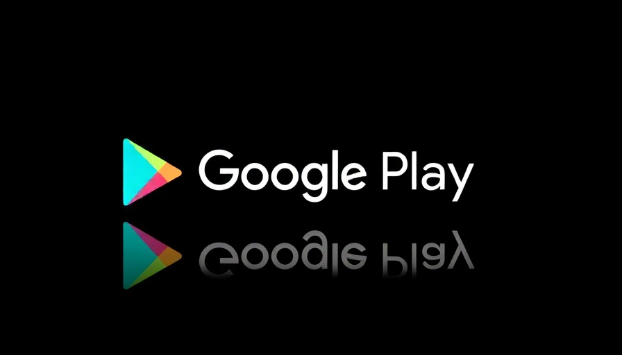 Google Play logo with reflection on a black background.