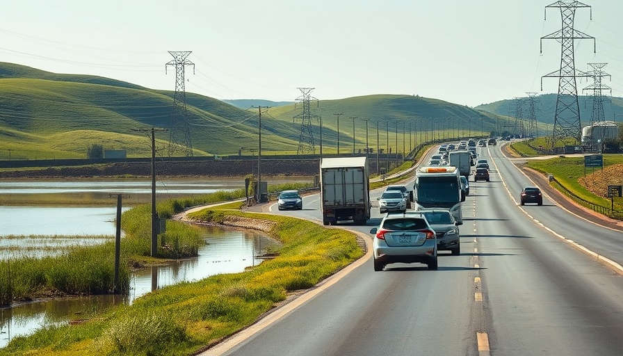 Assembly Bill 697 Highway 37 project traffic next to flood.