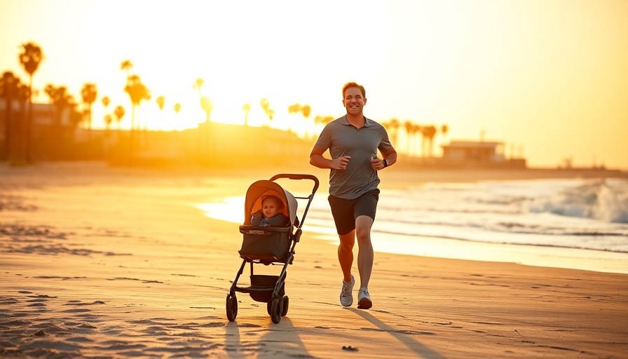 Couple enjoying a jog on Long Beach CA at sunset.