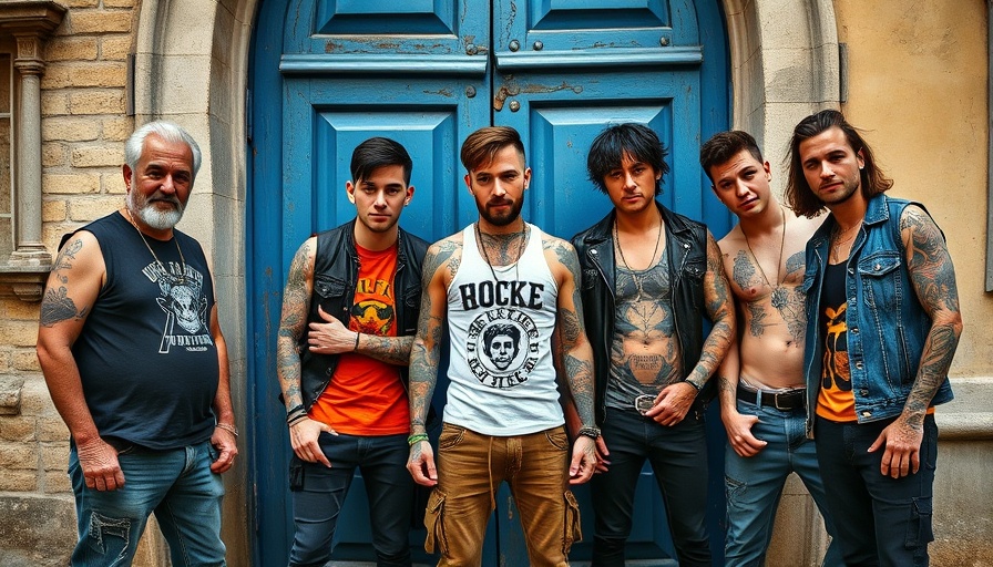 Group posing before a Sex Pistols concert without Johnny Rotten.