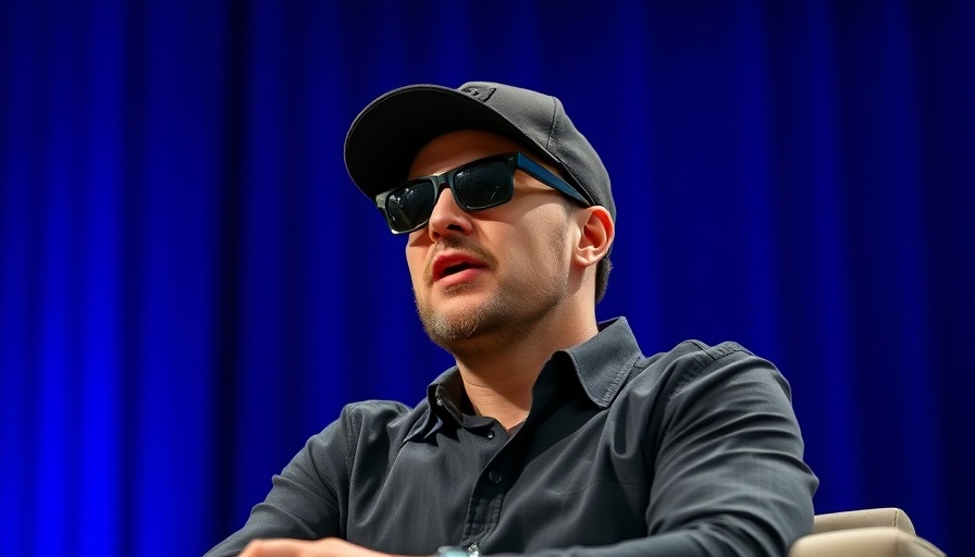 Elon Musk xAI Acquires X: Man speaking at conference in black cap and sunglasses.