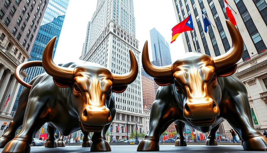 Bronze bull statues in China's financial district representing investor confidence.