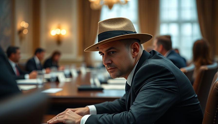 Focused businessman contemplating at a meeting table on shareholder strategies.