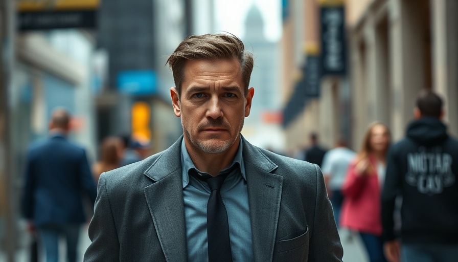 Breaking news scene with a focused professional man walking.