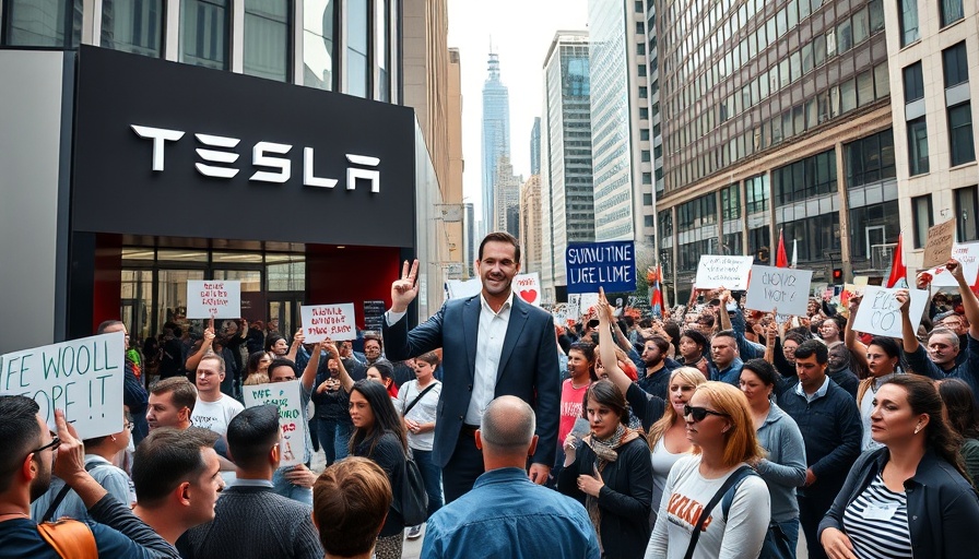 Tesla Takedown protests March 2025 outside Tesla store.