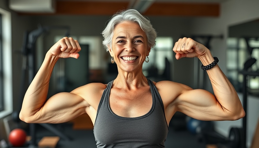 Fit senior woman exercising in a home gym for senior living communities.