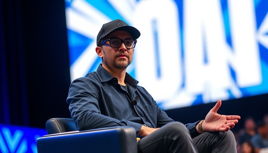 xAI acquires X: Man in sunglasses and cap speaking on stage.