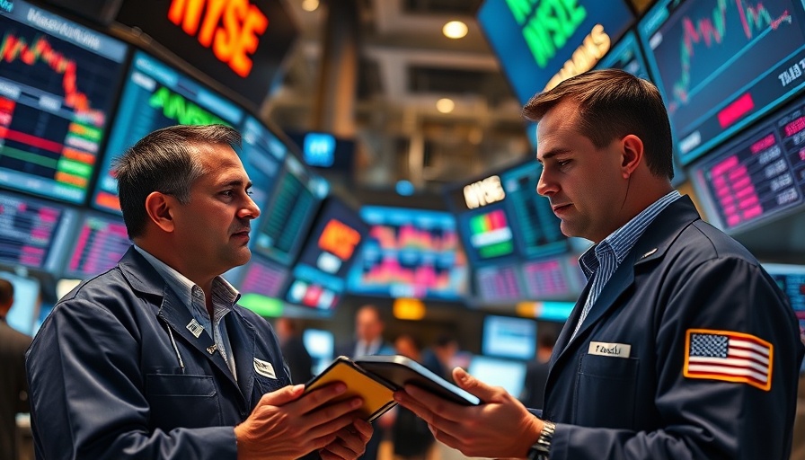 Traders discussing investing strategies on a busy trading floor.