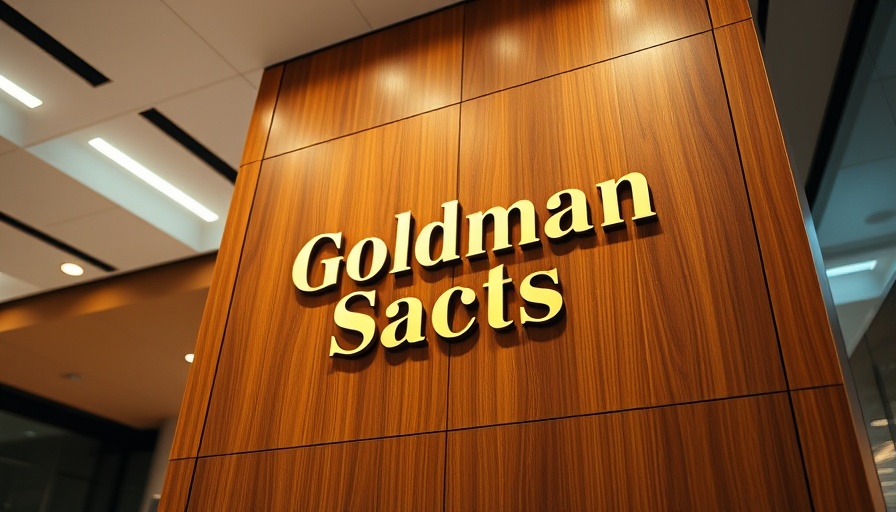 Goldman Sachs logo on wood panel in office amid bonuses criticism