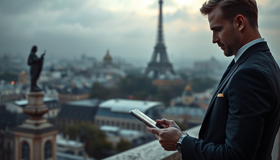 Elegant professional in Paris with Eiffel Tower backdrop, highlighting DEI policies in France.